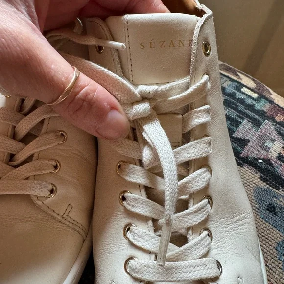 Sezane Cream Leather Sneakers - Picture 6 of 8